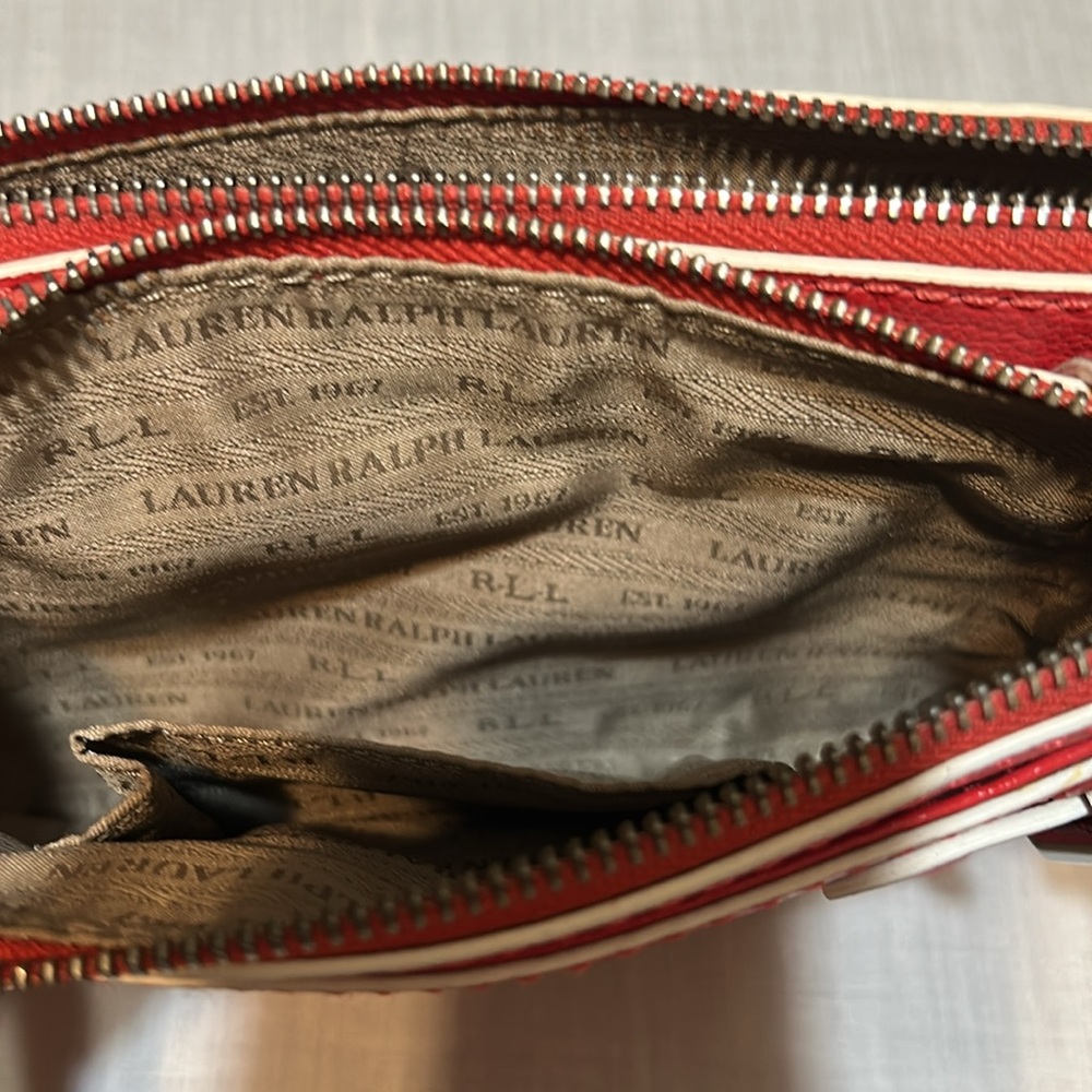 Lauren Ralph Lauren Gladstone Double Zip Crossbody Poppy Ore Sq - Picture 7 of 7